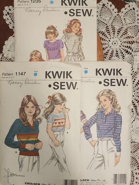 1980s Kwik Sew Girls Top Pattern  Bundle